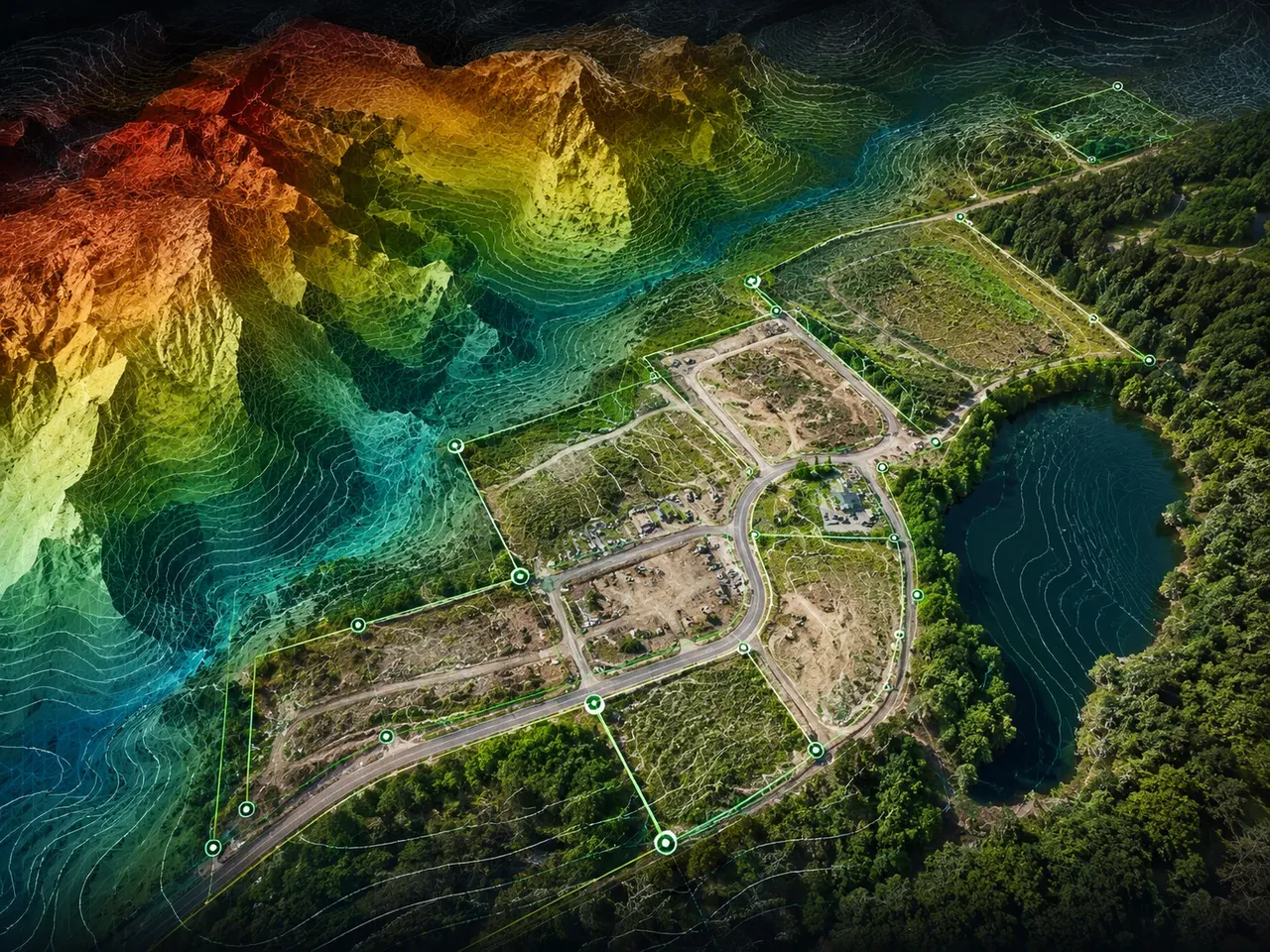 GIS mapping terrain visualization with contours and elevation analysis