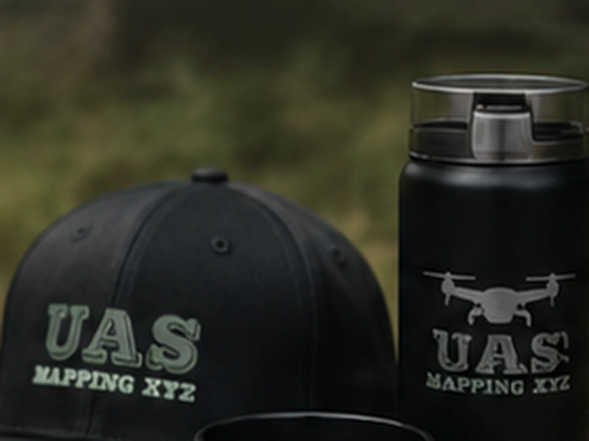 UAS Mapping XYZ branded apparel and drinkware