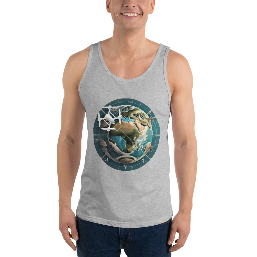UAS Mapping XYZ Unisex Tank Top in athletic heather, front view — image 11 of 12