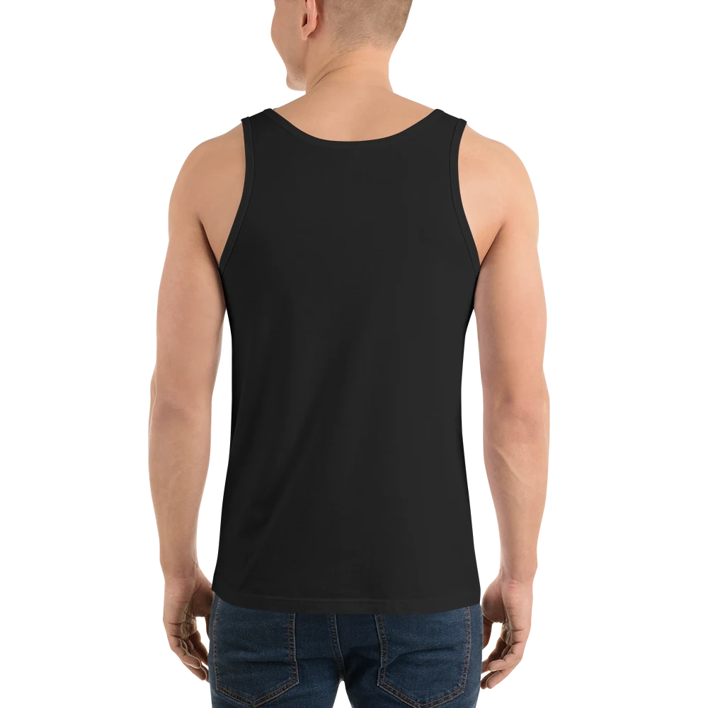 UAS Mapping XYZ Unisex Tank Top in black, back view — image 2 of 12