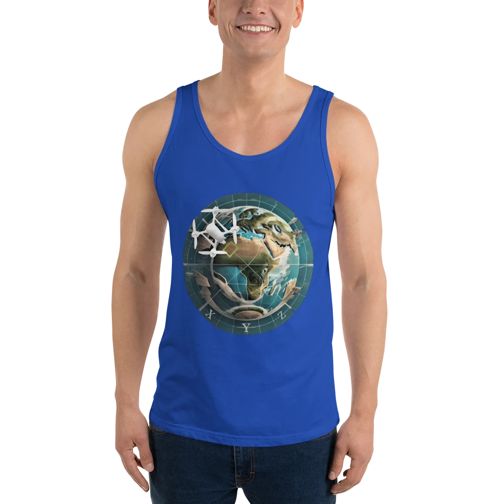 UAS Mapping XYZ Unisex Tank Top in true royal, front view — image 9 of 12