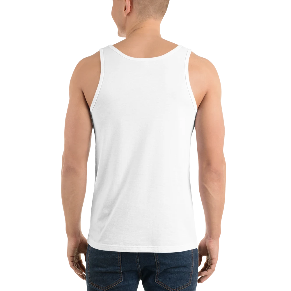 UAS Mapping XYZ Unisex Tank Top in white, back view — image 8 of 12